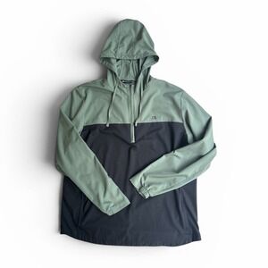 TravisMathew Meridian Tech Hoodie Mens XXL Sage Green Black 1/4 Zip 1MAA621